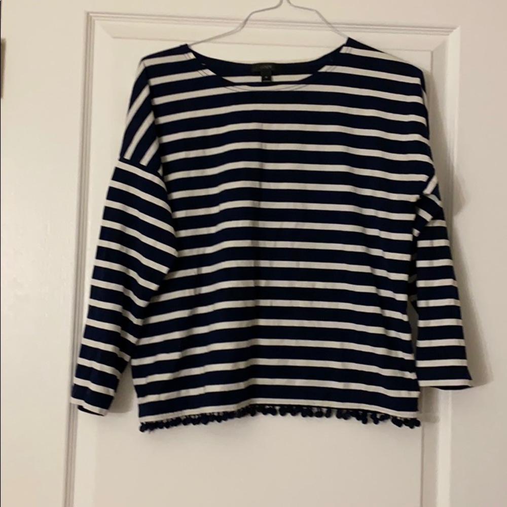 Blue and white striped top